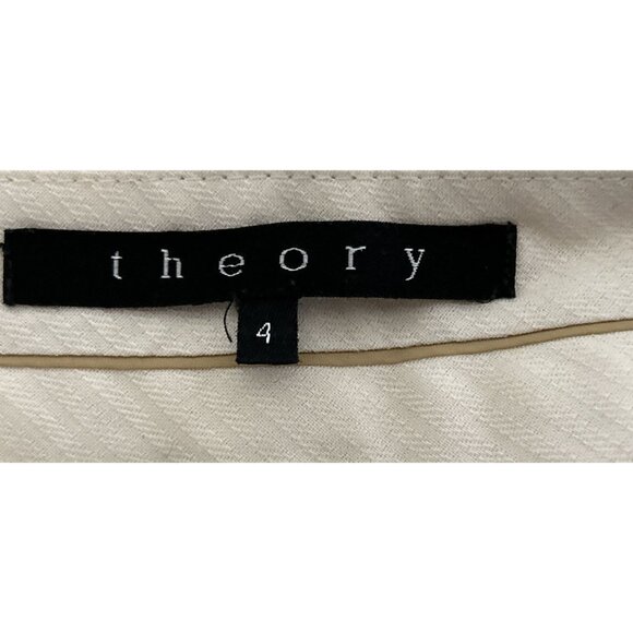 Theory Womens Beige Cotton & Lycra Bootcut Trousers Tuxedo Stripe Size 4 - Picture 6 of 7